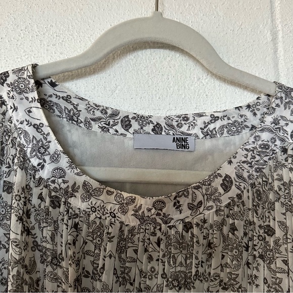 ANINE BING Women's XS Black and White Floral Mini Dress - Picture 5 of 8